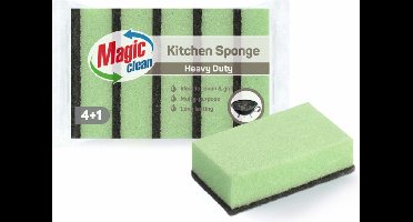 Magic Clean Schuurspons - Grof - Groen - 5 stuks - Voor hardnekkige vlekken
