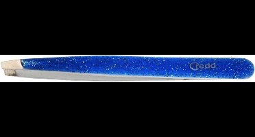 Credo - Glitterpincet - RVS - Schuin - Blauw - 9,5 cm.