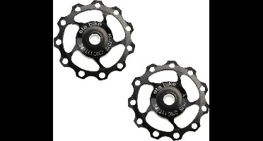 set CNC Aluminium derailleurwieltjes met kogellager - T11 - 7075 Alu - 2 stuks - Zwart