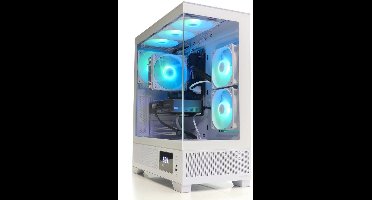 Intel Power 6-Core Game PC met Temperatuur Display - i5 12400 - RTX 3050 6GB - 1TB M.2 - 16GB RAM - WIFI - Gamdias Atlas M1 White Aquarium Case