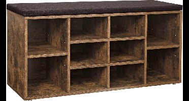 Schoenenkast met Zitvlak - Zwart/ Rustiek Bruin