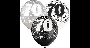 Grijze-witte-zwarte ballonnen 70 jaar - Feestdecoratievoorwerp