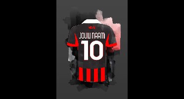 AC Milan 2025-2026 ingelijste poster met personalisatie - Met eigen naam en rugnummer - A3 formaat - 29.7x42 cm - Semi/ glossy papier - Voetbal shirt poster - Geïnspireerd op de kleuren van AC Milan en een beetje fantasie