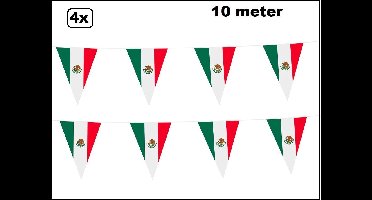 4x Vlaggenlijn Mexico 10meter - Landen festival thema feest vlaglijn verjaardag fun party