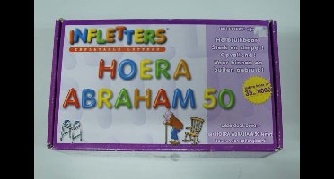 Opblaasletters Hoera Abraham 50 - letterslinger Hoera Abraham 50 - Abraham letterslinger - 50ste verjaardag slingers - opblaas letters 50ste verjaardag - gekleurd slinger Hoera Abraham 50
