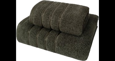 2-delige Luxe Bamboevezel Handdoekenset (70x140cm & 40x75cm) — Zijdezacht & Sneldrogend - Donkergroen
