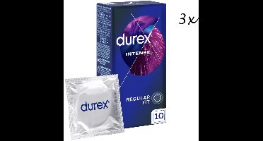 Durex Condooms – Orgasm Intense - 30 Stuks (3 x 10) – Met Ribbels voor Maximale Stimulatie -Discreet en Stevig Verpakt - Met Kwantumkorting