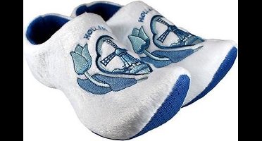Klomppantoffels - Molen en Tulpen - Wit/Blauw - Maat 25-30