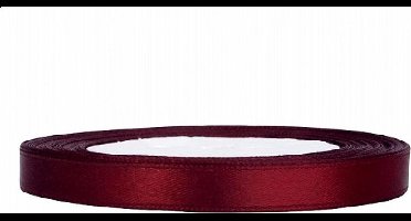 Satijn Lint, Diep Rood (Bordeaux)  6 mm Breed, 1 Rol van 25 Yard (22,85 Meter)