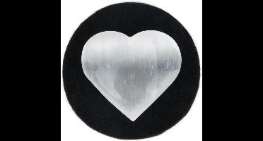 Hart knuffelstenen Seleniet wit - 6x6 cm - S