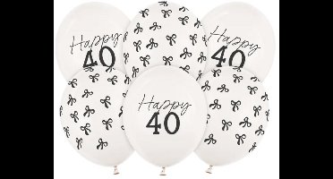 PartyDeco - Latex ballonnen 40 of strikjes - pastel off white - 6 stuks