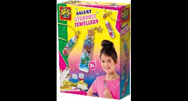 SES Creative Galaxy Stardust - 3 Mini Flesjes als Kettinghanger - Voor Meisjes vanaf 5 Jaar - Sieraden Maken - Schoencadeautjes Sinterklaas