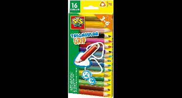 SES Creative Driehoek Grip Kleurpotloden - Dik en Stevig - Vanaf 3 Jaar - 16 Kleuren - Tekenen - Goed Uitwasbaar - Schoencadeautjes Sinterklaas