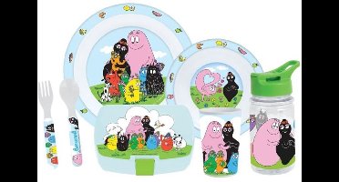 Serviesset - FUN HOUSE - BARBAPAPA - Glas, bord Ø22 cm en Ø16 cm, bestek, waterfles en snackbox