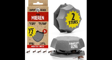 Super Ninja Mierenlokdoos - Ecologisch, Veilig en Effectief Mieren Bestrijden - 2 Mierenlokdoosjes - Voor Binnen en Buiten - Verwijdert Snel de Hele Kolonie - Werkzaam tot 4 weken