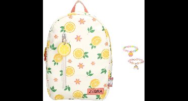 Zebra Rugzak Citroen en Bloem - kinderrugtas, rugtas, kinderrugzak, schooltas + armbandje