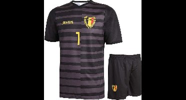 Belgie Keeperstenue Courtois - Voetbal Tenue Kinderen - Shirt en Broekje - Jongens en Meisjes - Volwassenen - Heren en Dames - Maat 152