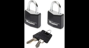 MasterLock Hangslot - Massief Aluminium - Zwart - 11mm - 2 stuks - 9120EURTBLK