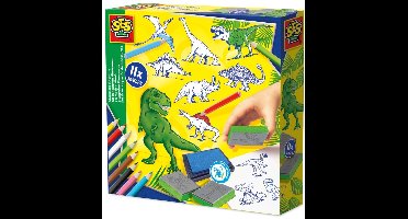 SES Creative Stempelset Dino's voor Kinderen - 11 Foamstempels - Voor Jongens vanaf 3 Jaar - Stempelset Kinderen - Schoencadeautjes Sinterklaas