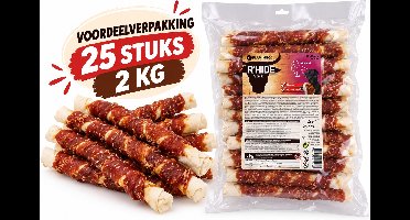 Flamingo hondensnack – R'Hide Staaf met eend – 25 cm – ∅ 3 cm – glutenvrij – zonder toegevoegde suikers – 25 stuks – 2 kg
