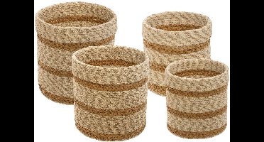Set van 4 manden van gevlochten jute en riet EMMETT