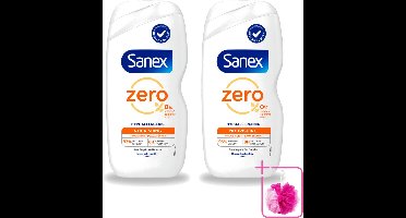 2 x Sanex Zero% - Douchegel - Verzorgend - Natuurlijke Ingrediënten - Droge Huid - 400 ml - Bulkverpakking - Douchegel - Droge huid