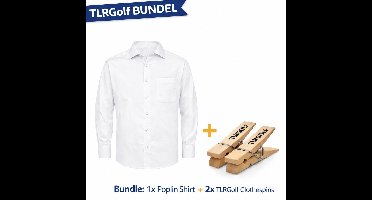James and Nicholson Overhemd Heren Met Lange Mouw - Blouse Heren - (Wit Maat L) + Inclusief 2 TLRGolf Wasknijpers