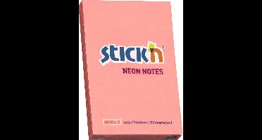 Stick'n sticky notes - 76x51mm, neon roze, 100 memoblaadjes