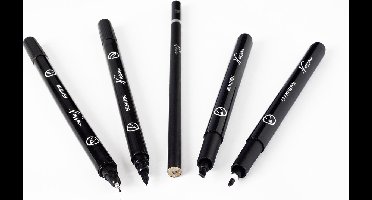 Handlettering set - Nassau Fine Art - Inhoud: Brush tip / Fine tip / Bullet tip 1mm / Calligraphy tip 3mm / 3H potlood