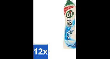 12 x Cif - Badkamer & Keuken - Cream - Verwijdert Hardnekkig Vuil - 500ml - Cif Cream - Reiniging - Vuil Verwijderen - Vet Verwijderen - Kalkaanslag Verwijderen