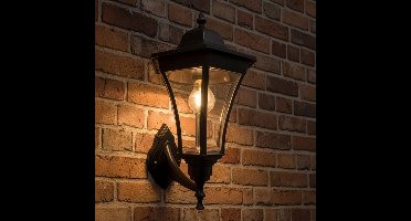 Solar wandlamp buiten 'Sheffield' - Met schemersensor - Warm wit licht (3000K) - 70 lm - IP54 - Wandlamp op zonne-energie - Klassiek model - Zwart