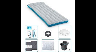 Intex Campingmat - Twijfelaar - 72 x 189 x 20 cm - Blauw - Inclusief Hoeslaken - Kussen - Pomp - Reparatieset en Kussenbeschermer
