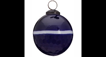 Weihnachtskugel vtwonen Round Stripe Blue 8 cm (4er-Set)