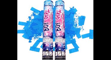 2 Stuks - Gender Reveal Rookkanon Blauw Jongen - Confetti Kanon blauw - Confetti Shooter - Confetti & Rook - Gender Reveal Party
