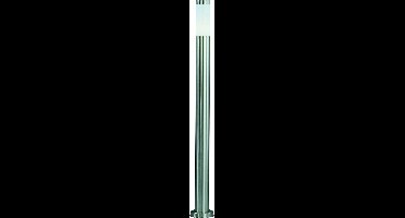 Buitenlamp vloerlamp tuinlamp zuillamp entreeverlichting tuin, IP44 roestvrij staal zilver opaal, 1x E27 fitting, DxH 12,7x110 cm
