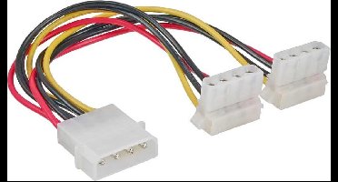 Molex (m) - 2x Molex (v) haaks splitter - 0,15 meter