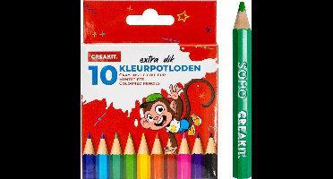 CREAKIT. Kleurpotloden Kort–dik – 10 Stuks – Potloden Tekenen – Potloden Kinderen – Potloden Set – Hout – Meerkleurig