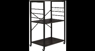 ERRO Keukentrolley - Keukenrek - Serveerwagen - op wieltjes - 60x40x89 cm - zwart