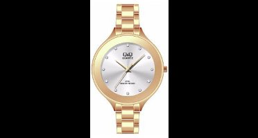 Q&Q prachtige horloge C185J802Y- rosékleurig met mooie steentjes- diameter van 48mm