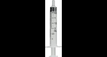 Wegwerpspuit 3-delig Luer hub 2ml - Rubber conus - 1 Stuk