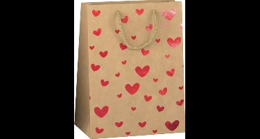 Papieren cadeautas M kraft hotstamp hart