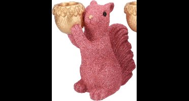 JINGLE PINK SQUIRREL STANDING 15X9X16CM