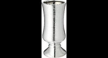 Bloemenvaas zilver van keramiek 10,6 x 24,2 cm - Stijlvolle bloemen of takken vaas voor binnen - Kelkvaas