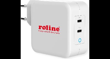 ROLINE USB Oplader met Eurostekker, 2 poorten (2x Type-C PD), GaN, 100W