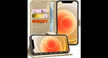 Hoesje geschikt voor iPhone 12 pro max - Book Case Cover Kunstleer Goud