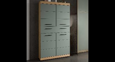 Badkamer Midhoog Kast Scout Xonox - Sage En Artisan Eik - 74x141x31 Cm - Xonox - Badkamer Halfhoge Kast - Bruin; Groen - Spaanplaat