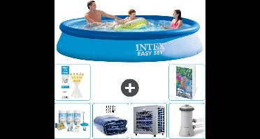 Intex Rond Opblaasbaar Easy Set Zwembad - 366 x 76 cm - Blauw - Inclusief Onderhoudspakket - Solarzeil - Warmtepomp - Zwembadfilterpomp - 7-delig
