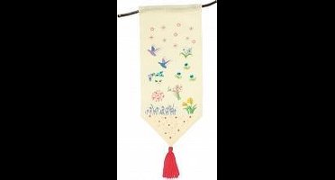 Borduurpakket wandhanger vogels en bloemen voorbedrukt