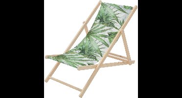Houten tuinstoel in palmgroen en wit opvouwbare strandstoel Strandstoel Ligstoel Relaxligstoel
