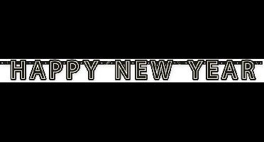 Amscan by Riethmuller - Riethmüller - Letterslinger Happy New Year Zwart Zilver